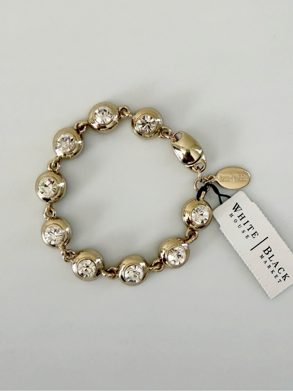WHBM Rhinestones Silver Tone Magnetic Closure Bracelet NWT